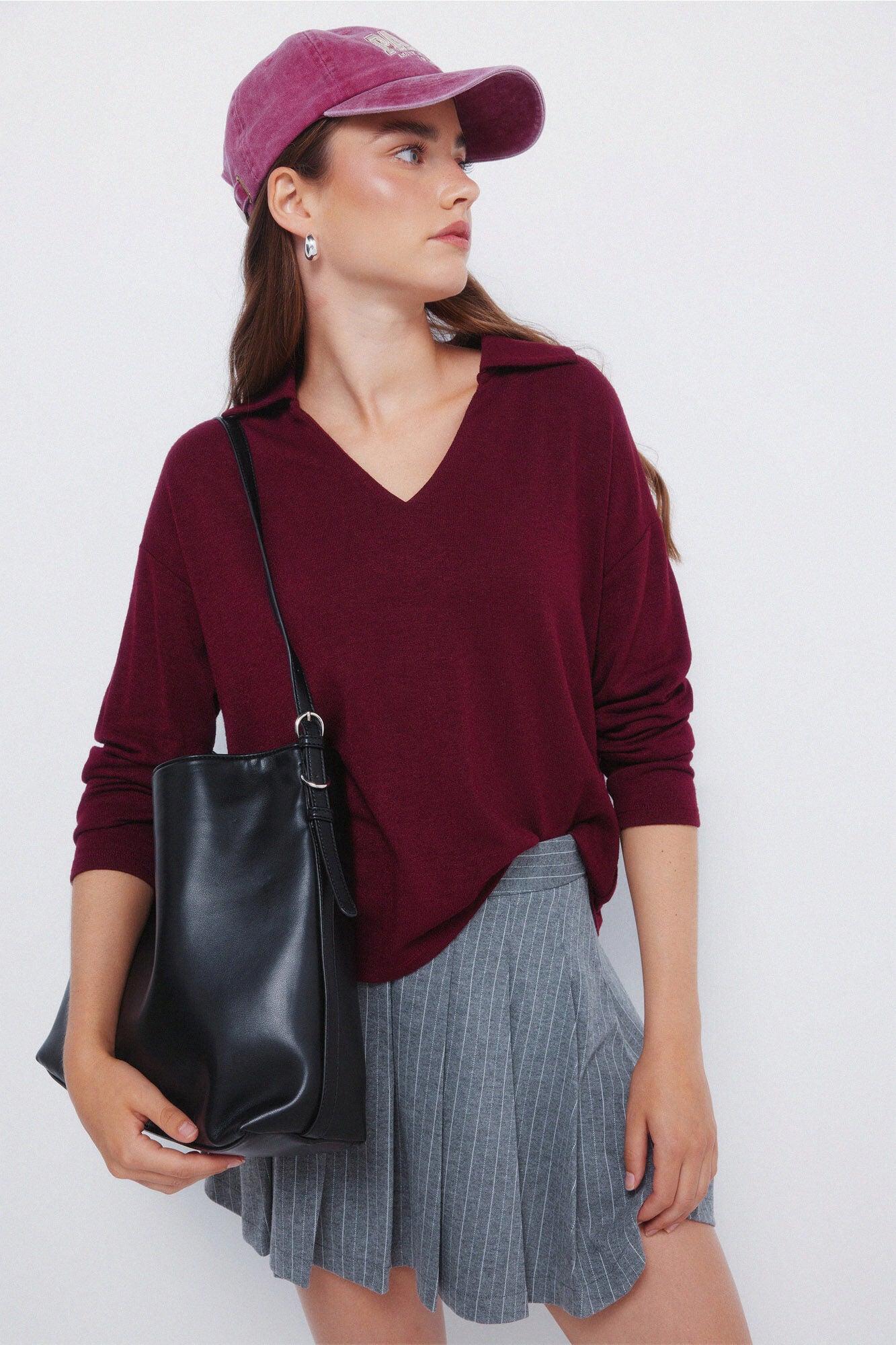 neckline polo shirt with cut jersey-knit