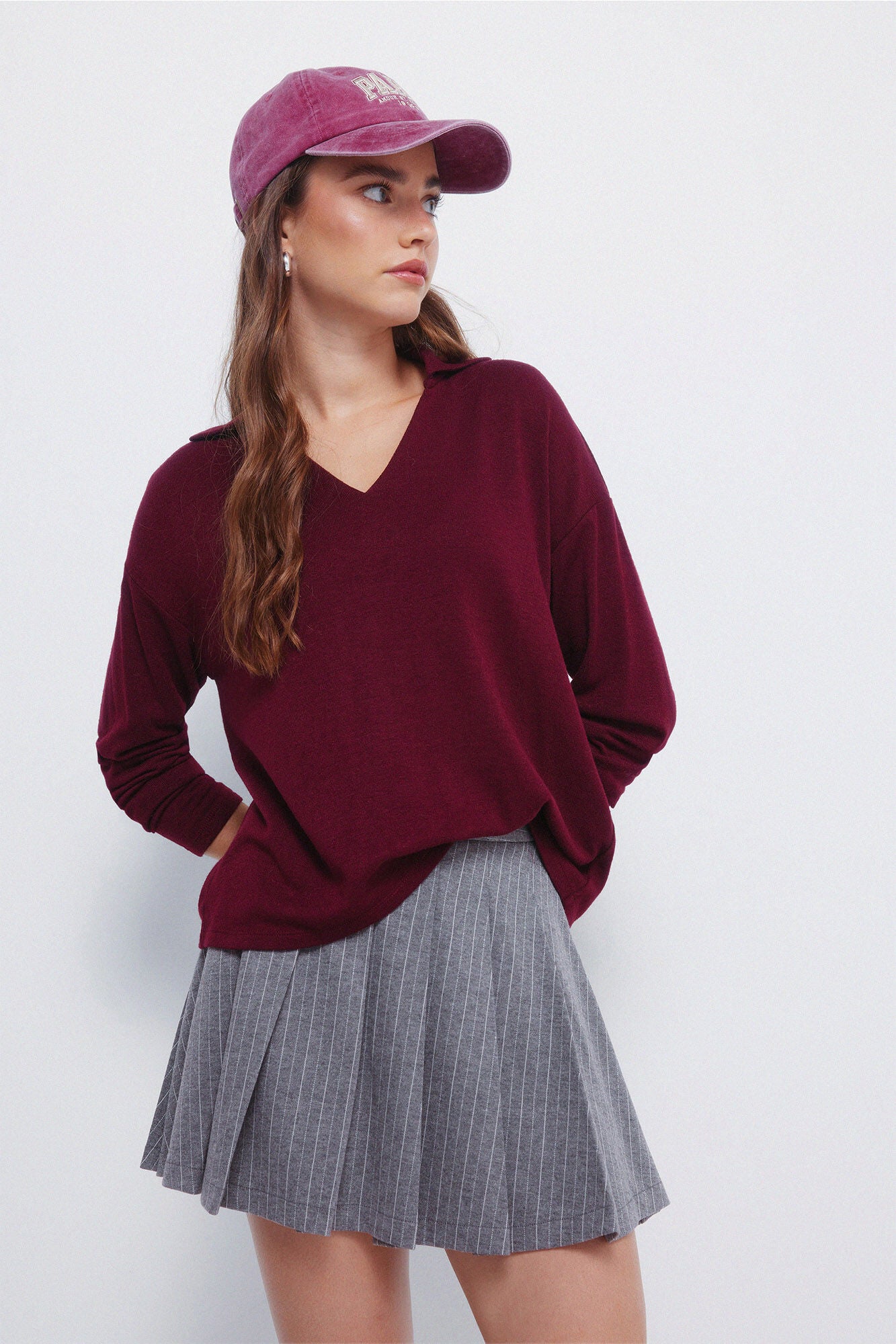 neckline polo shirt with cut jersey-knit