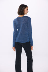 Lurex T-shirt with slit neckline