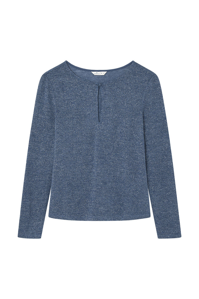 Lurex T-shirt with slit neckline