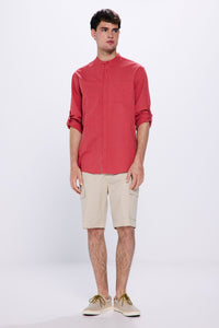 Mandarin seersucker shirt