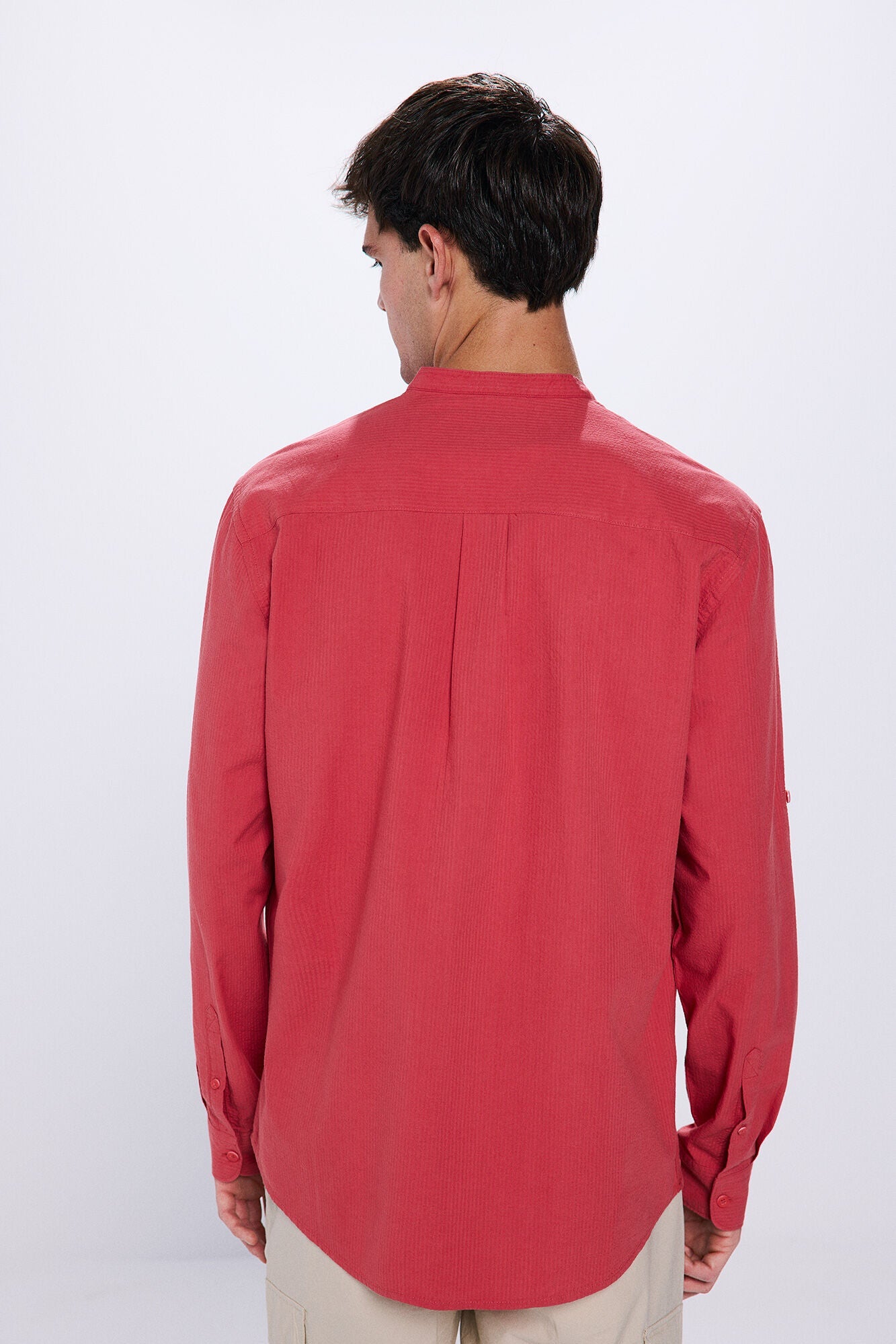 Mandarin seersucker shirt