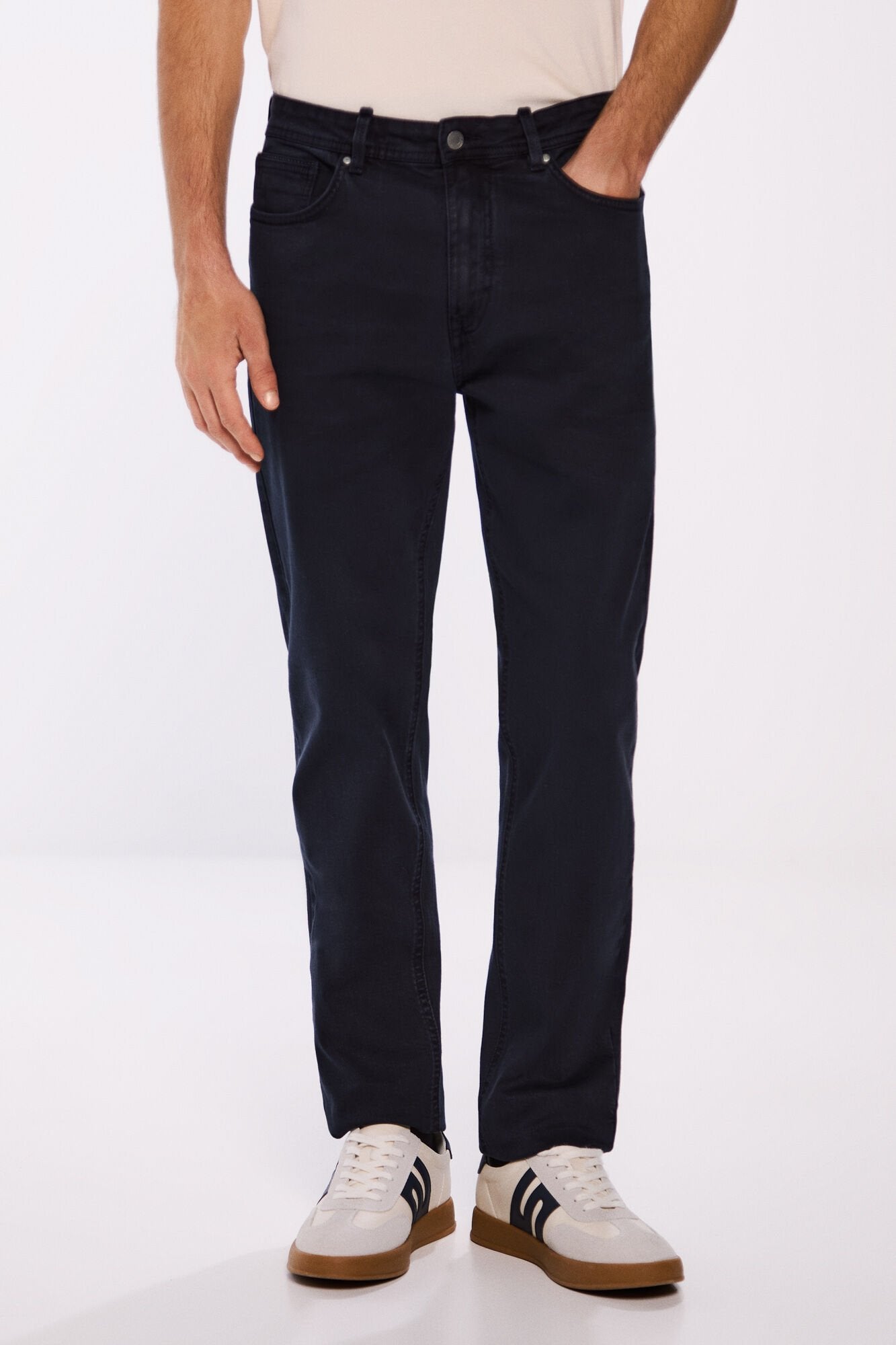 Slim fit washed colour trousers