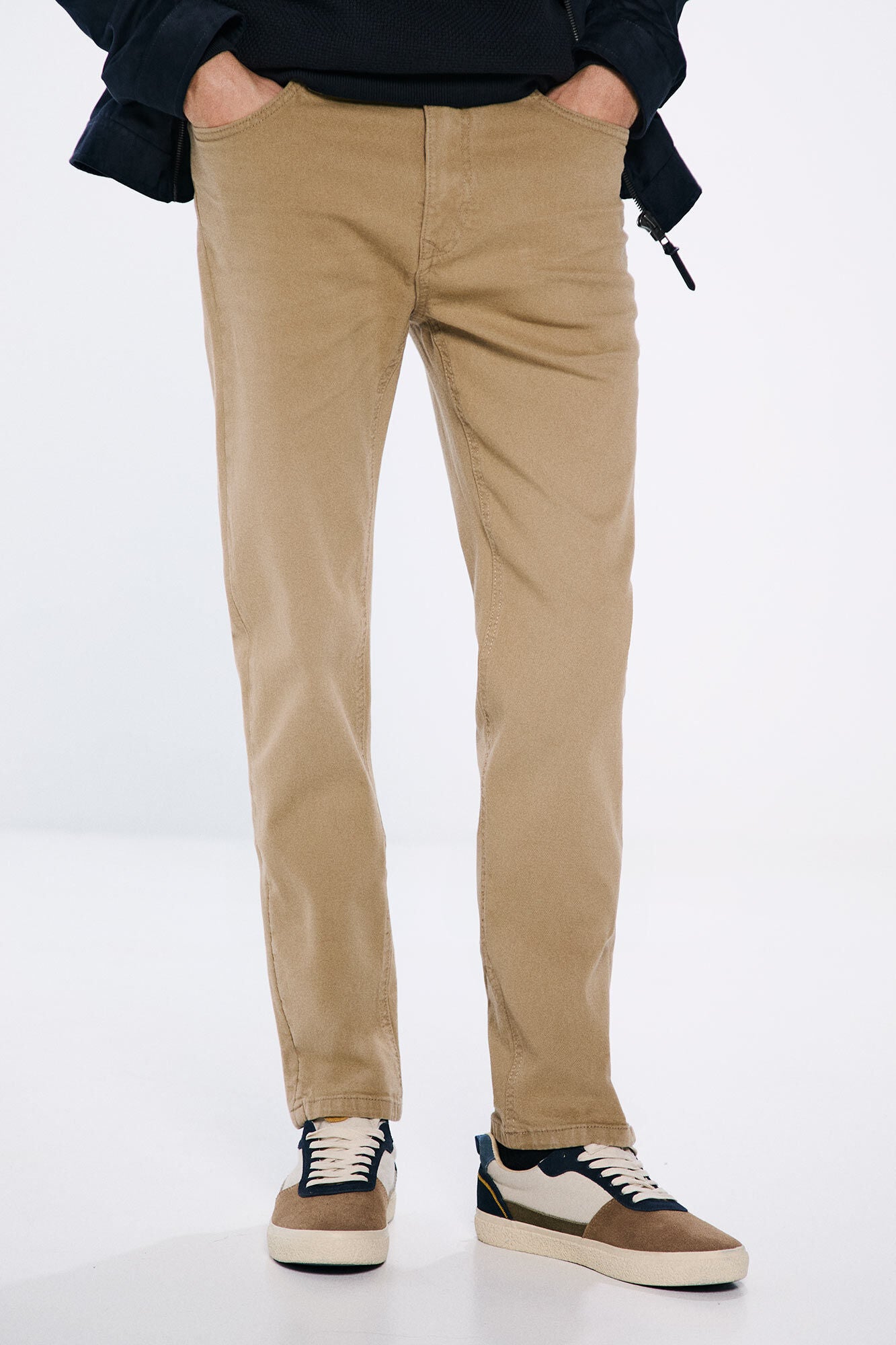 Slim fit washed colour trousers