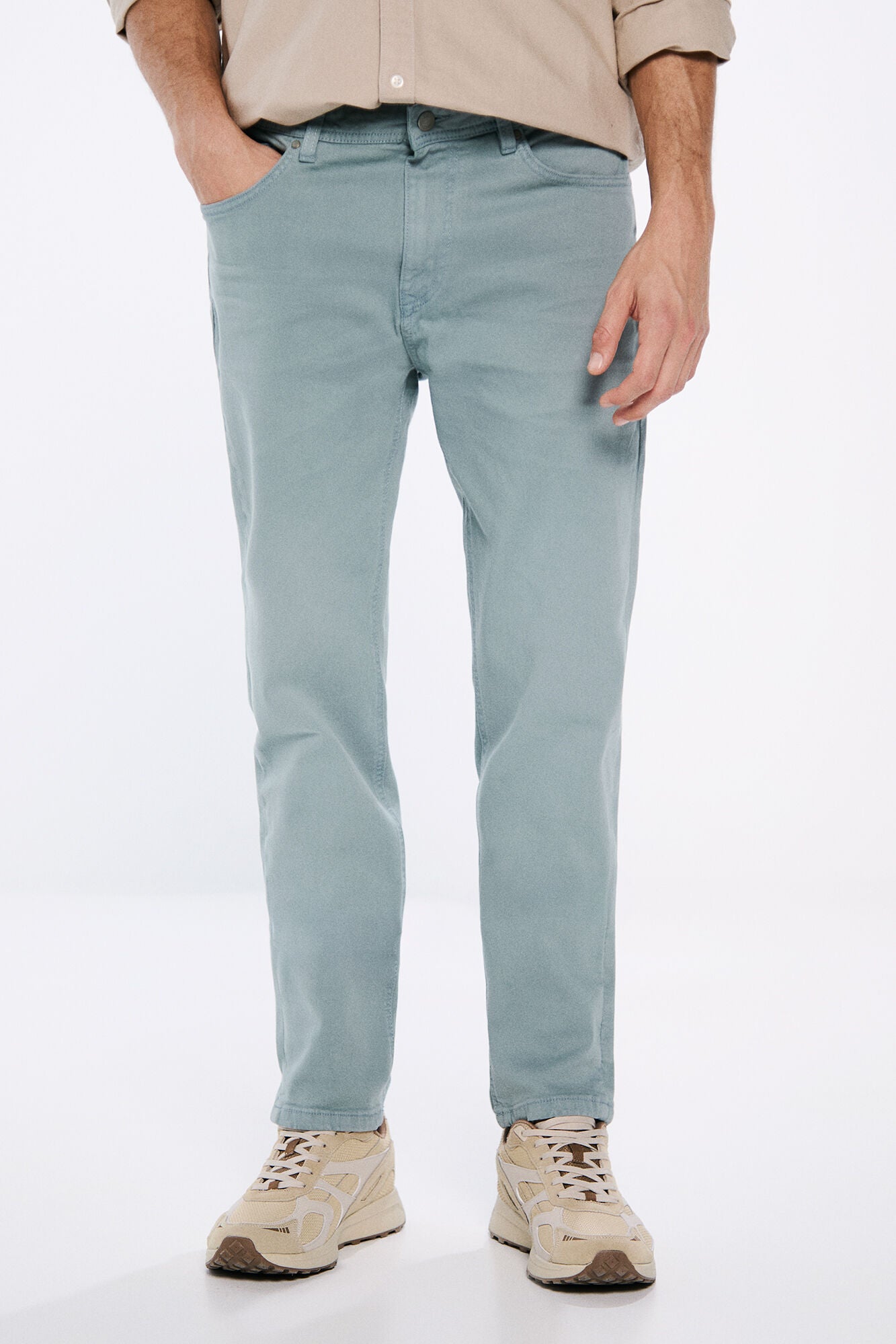 Slim fit washed colour trousers
