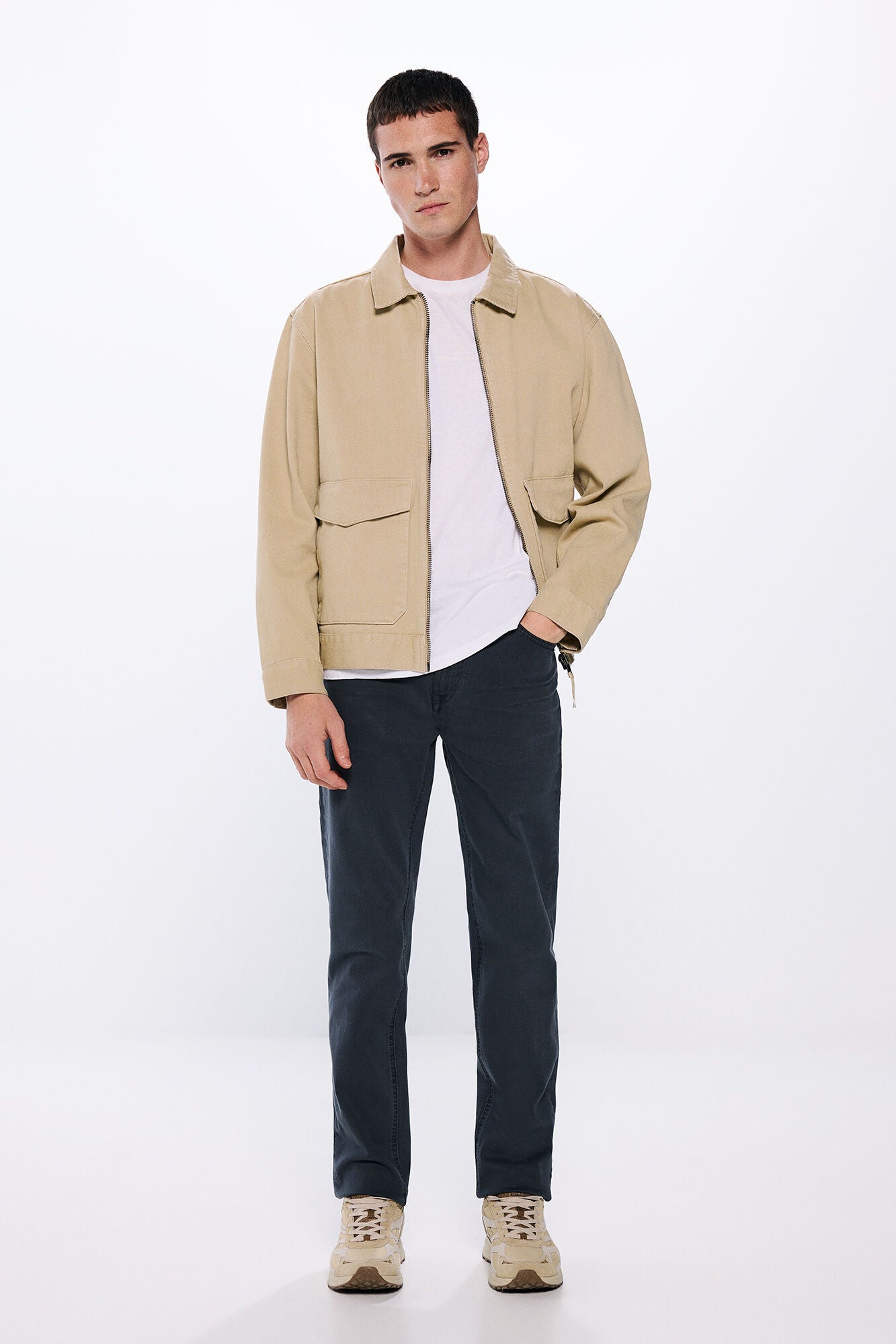 Slim fit washed colour trousers