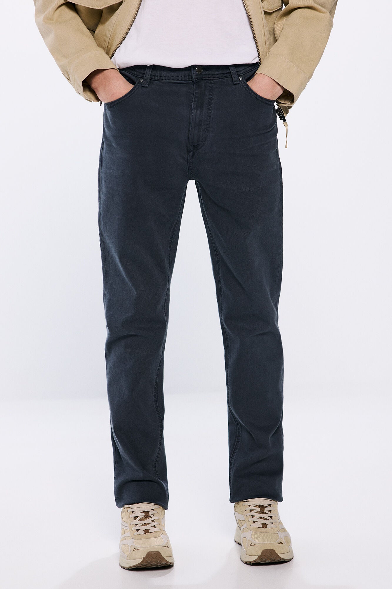 Slim fit washed colour trousers