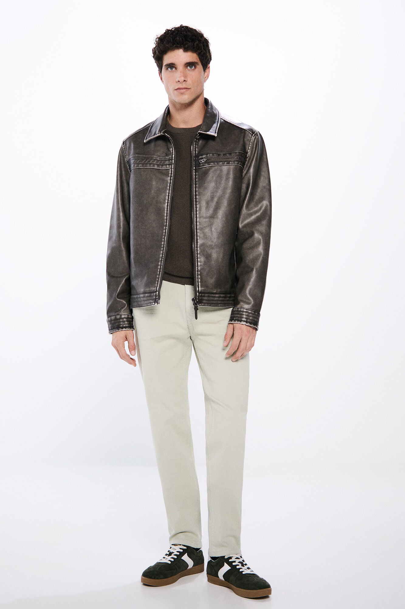 Slim fit washed colour trousers