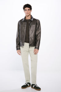 Slim fit washed colour trousers