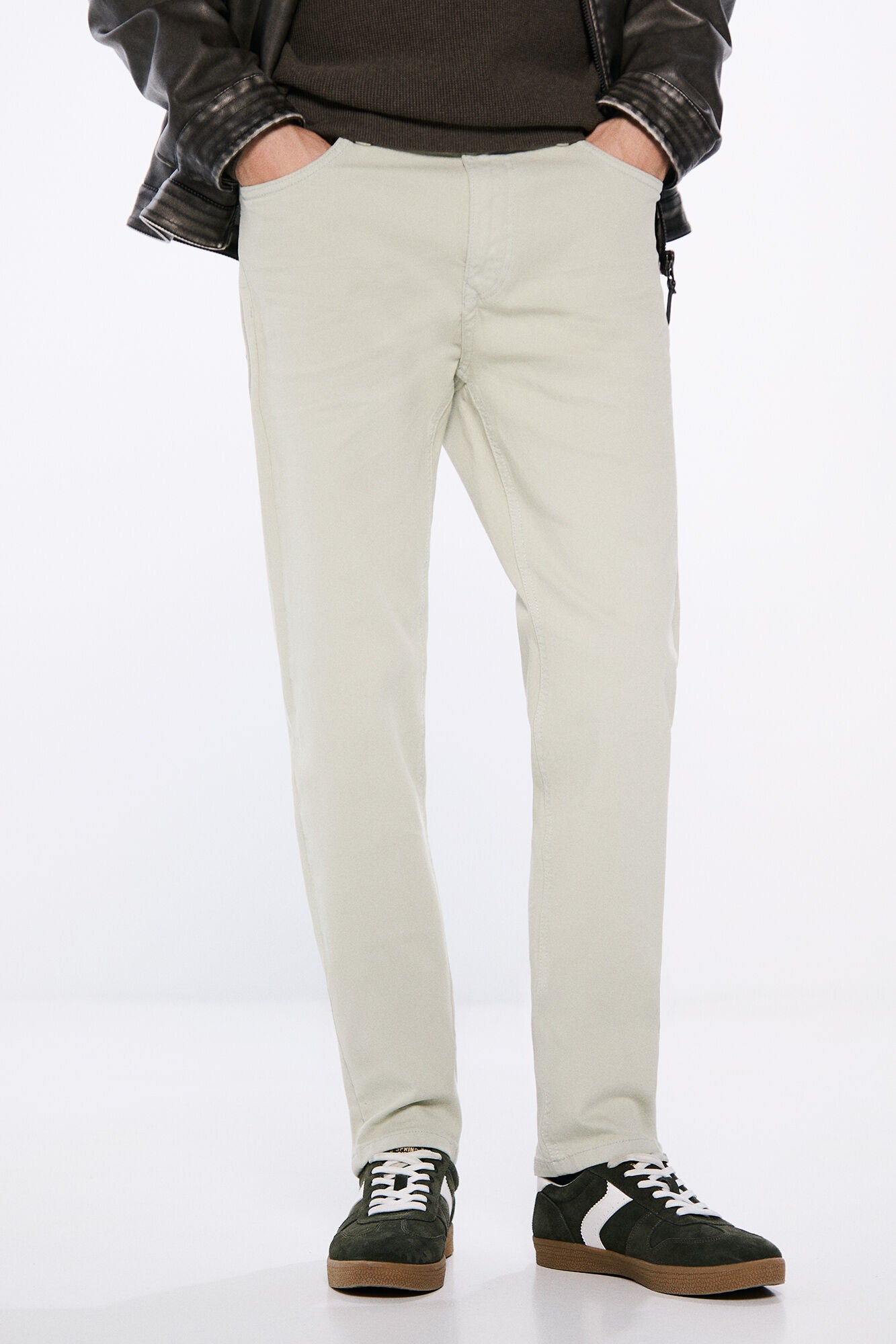Slim fit washed colour trousers
