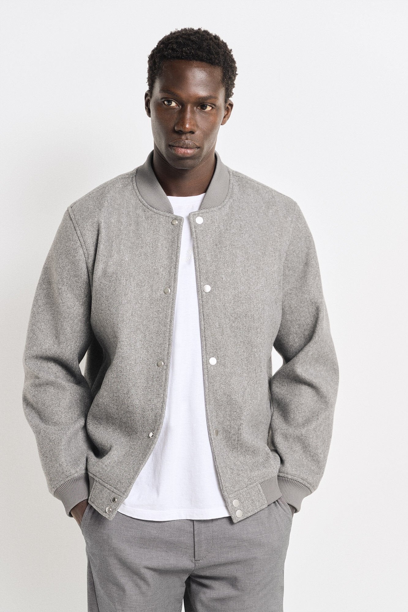 wool effect bomber jacket