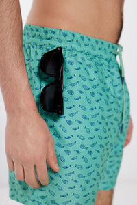 Fish print swim shorts