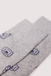 jacquard sock with dog faces
