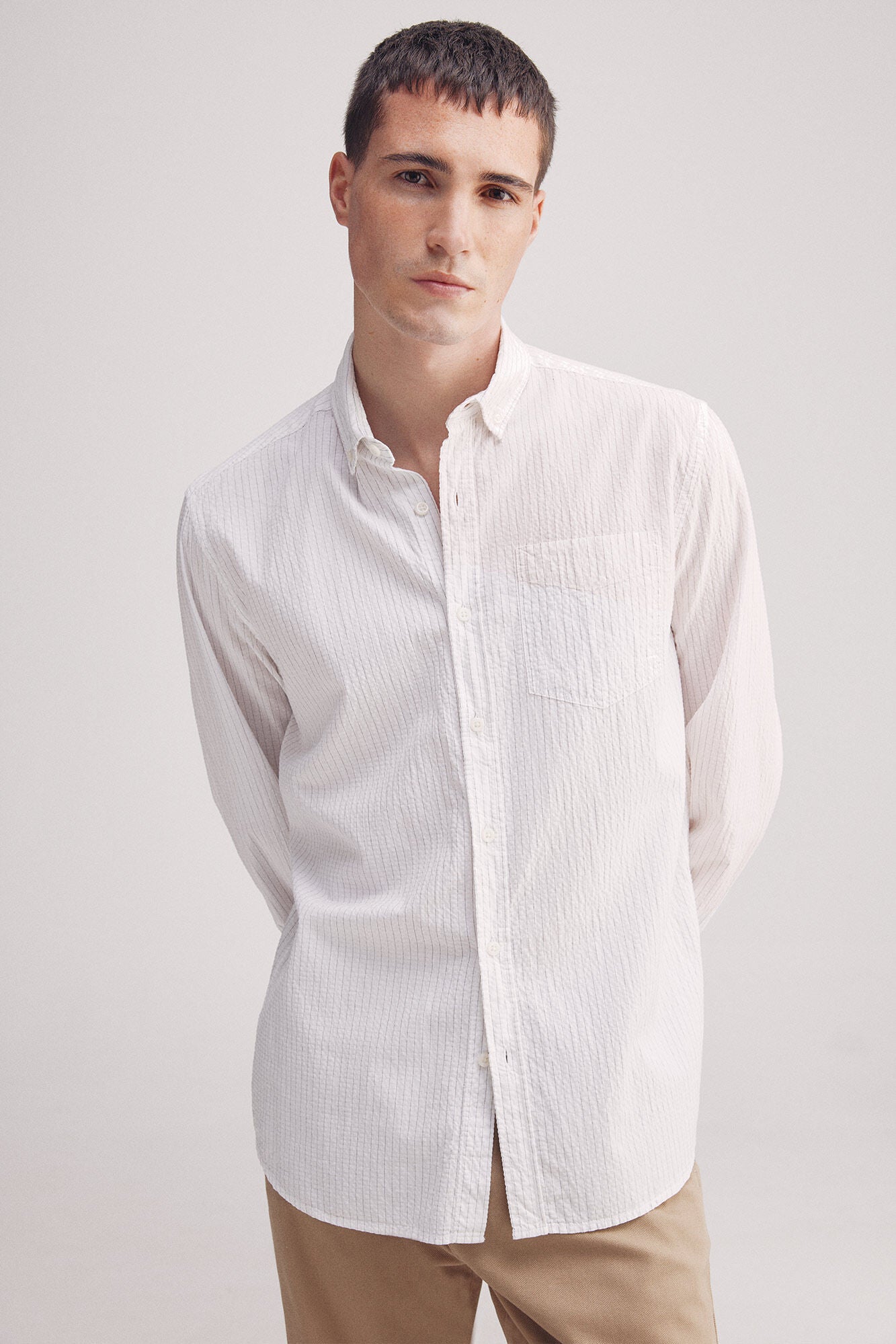 Striped seersucker shirt
