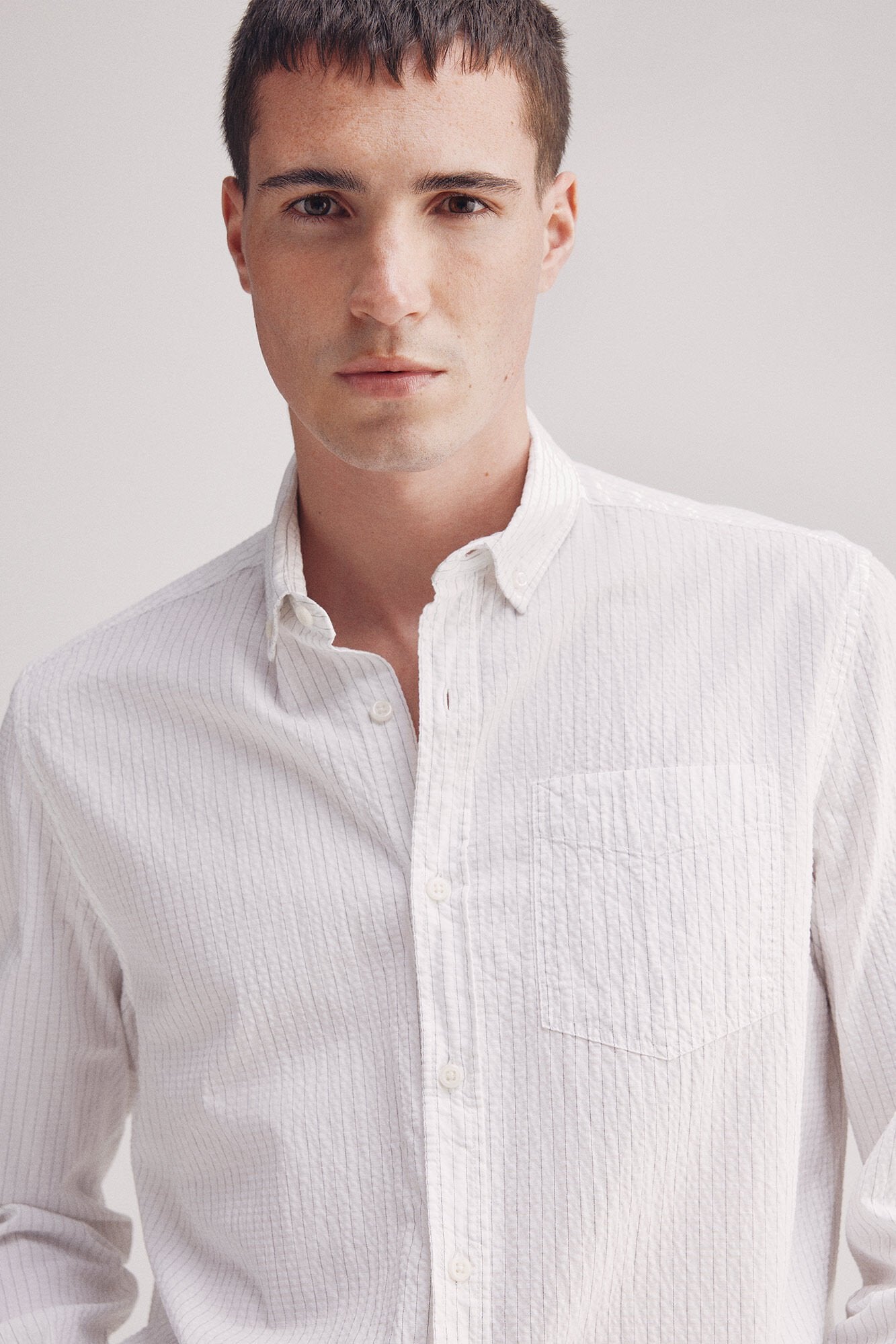 Striped seersucker shirt