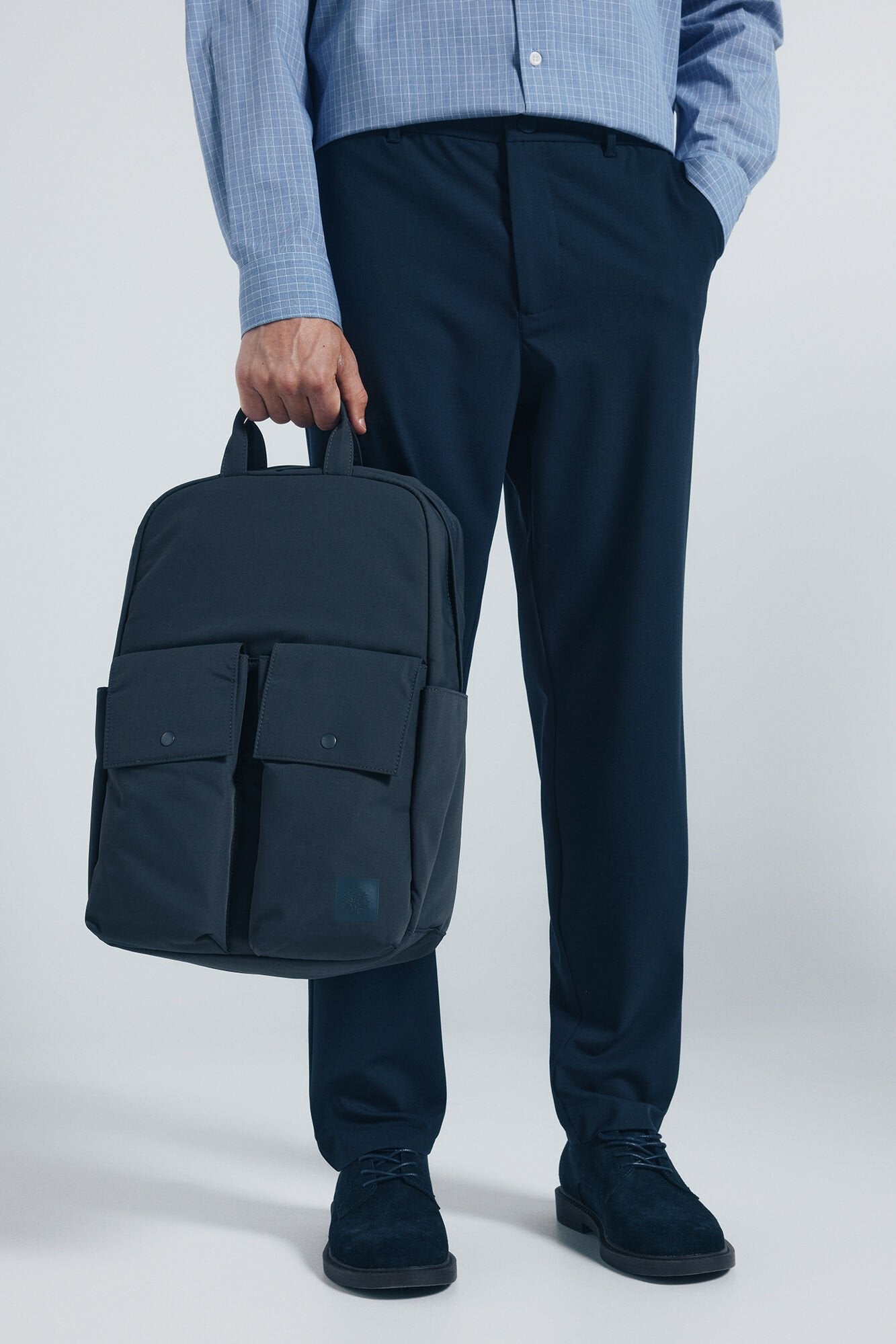 Grey recycled polyester backpack