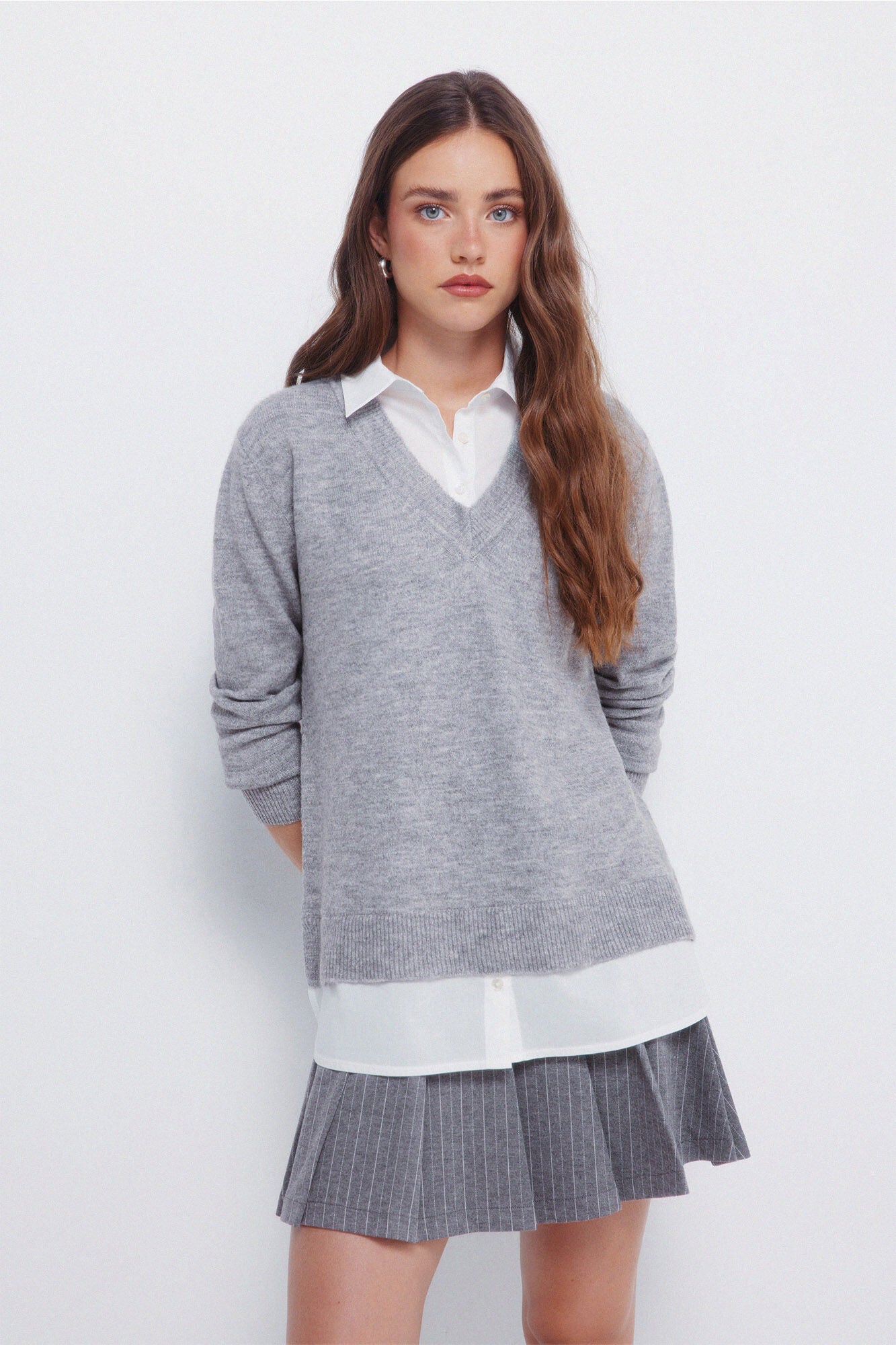 Combined shirt sweater