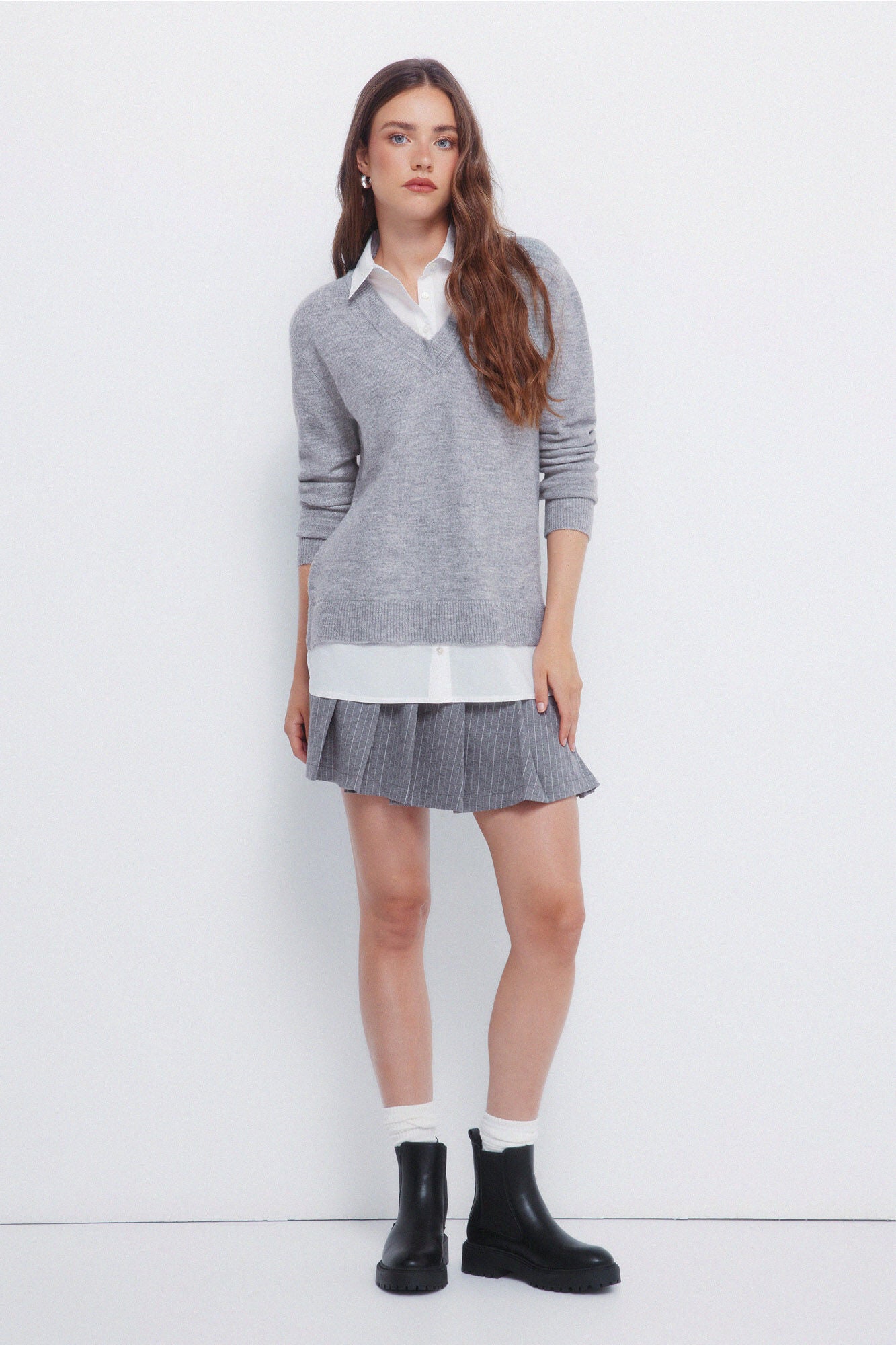 Combined shirt sweater