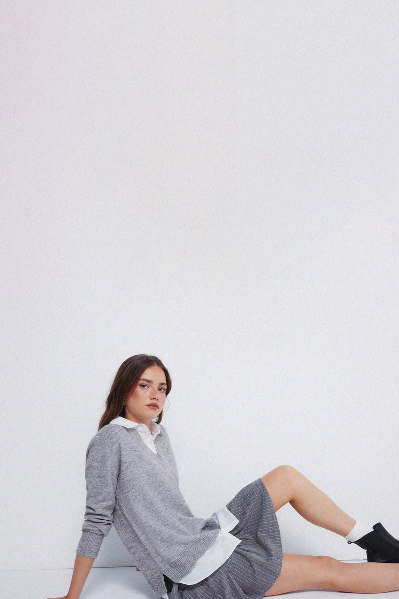 Combined shirt sweater