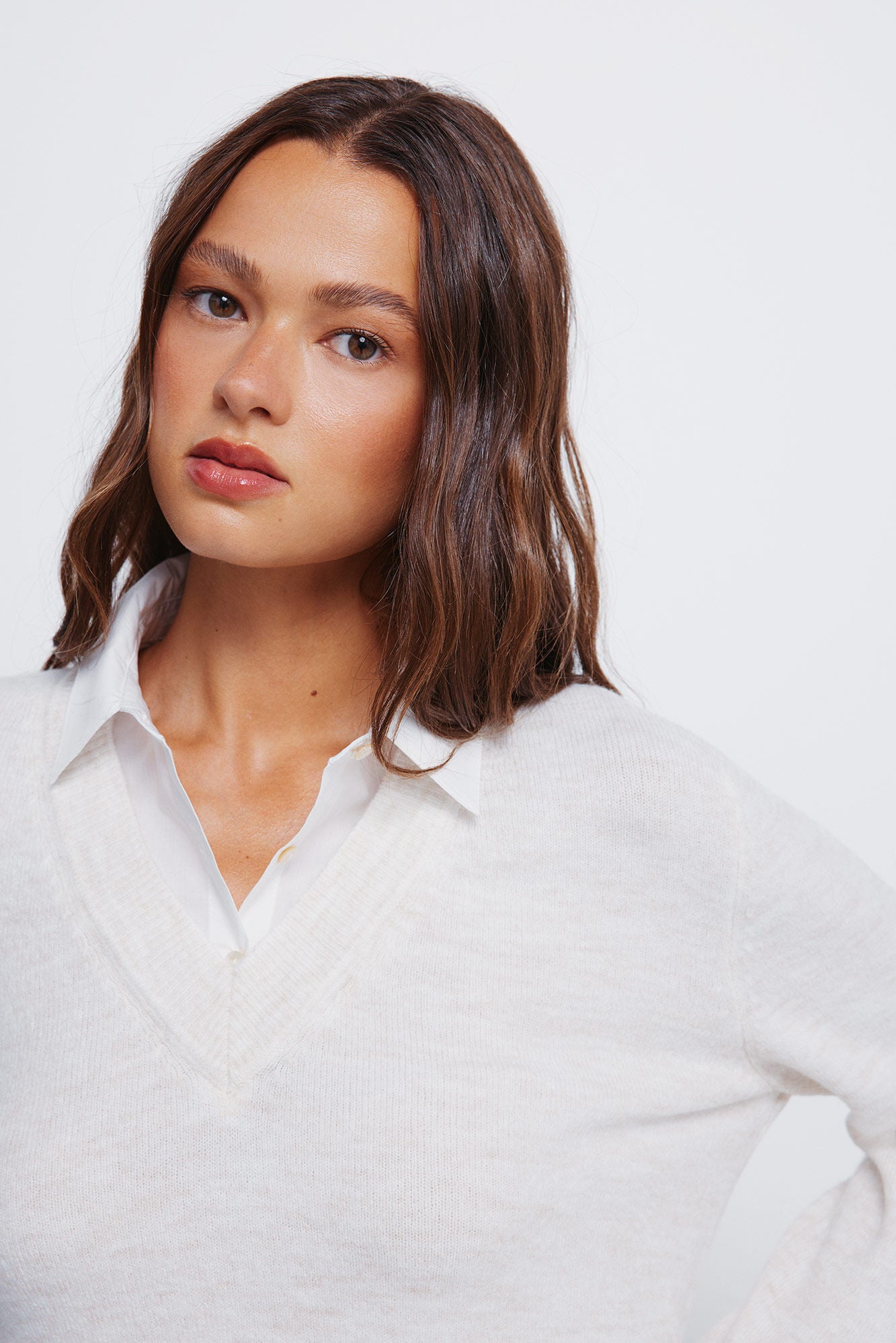 Combined shirt sweater