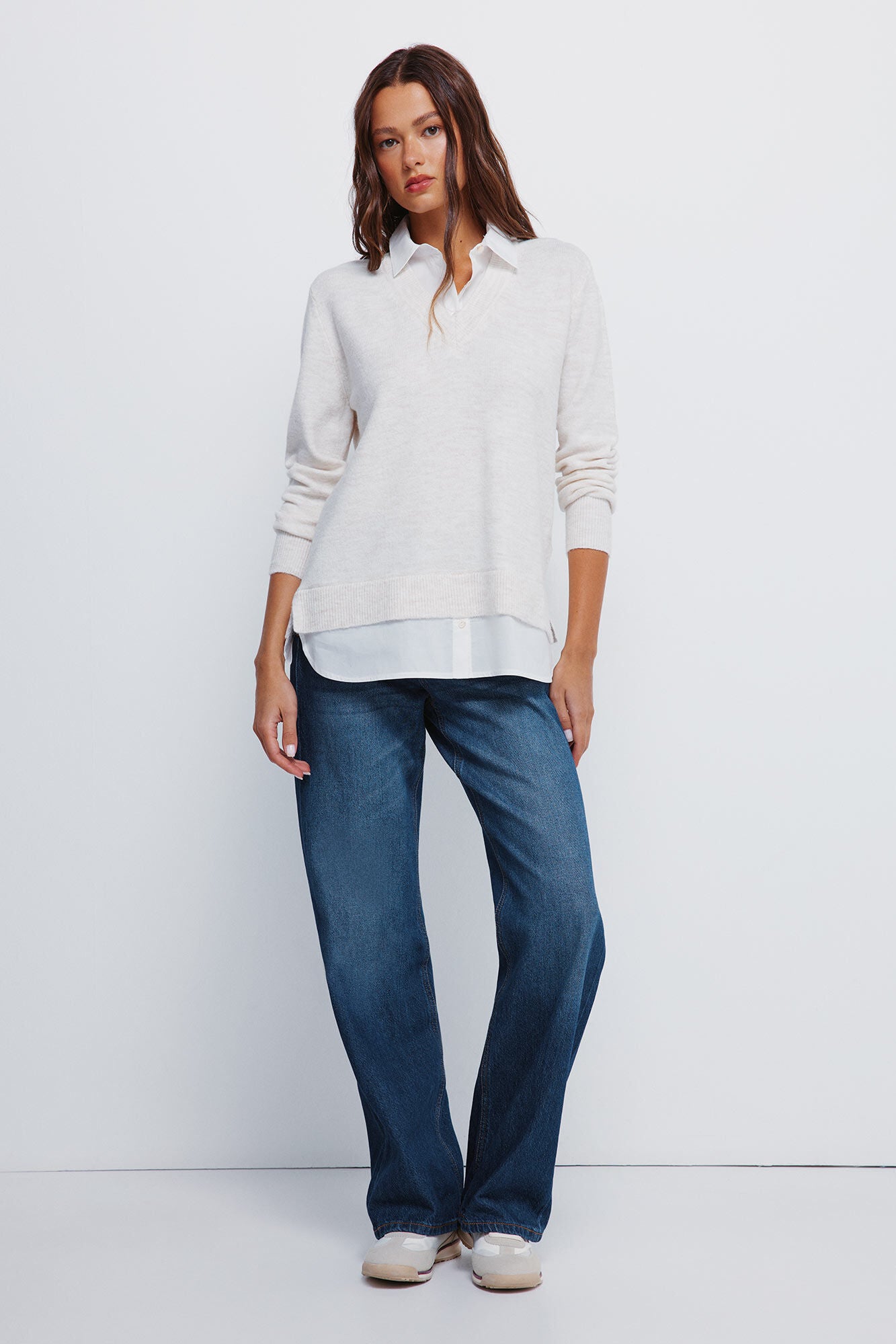 Combined shirt sweater