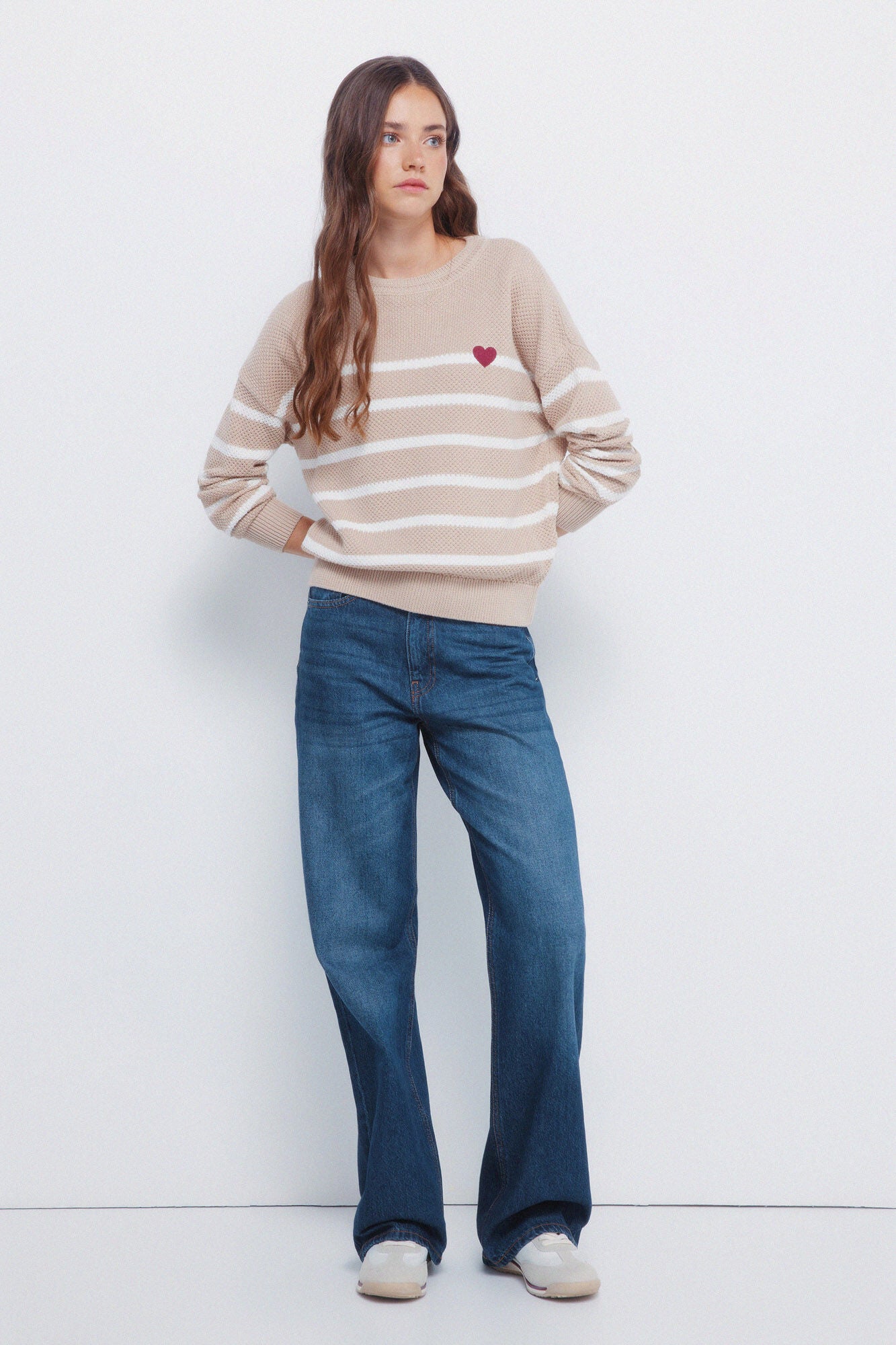 Heart-shaped striped cotton jersey