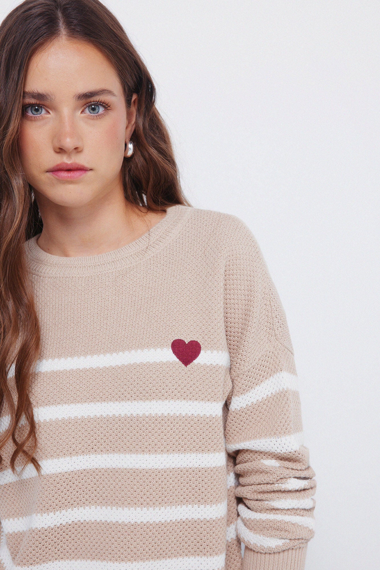 Heart-shaped striped cotton jersey