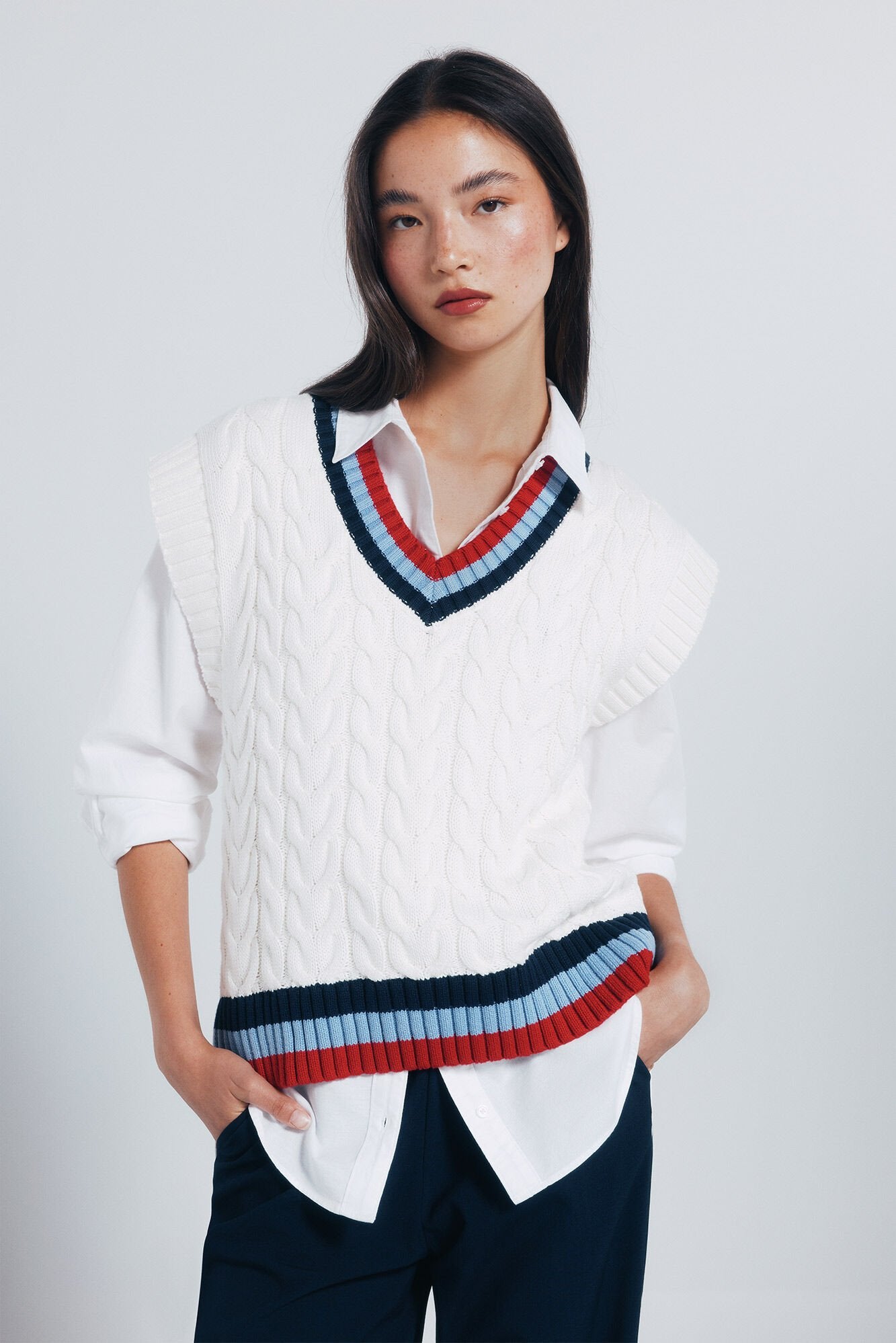 Contrast ribbed vest