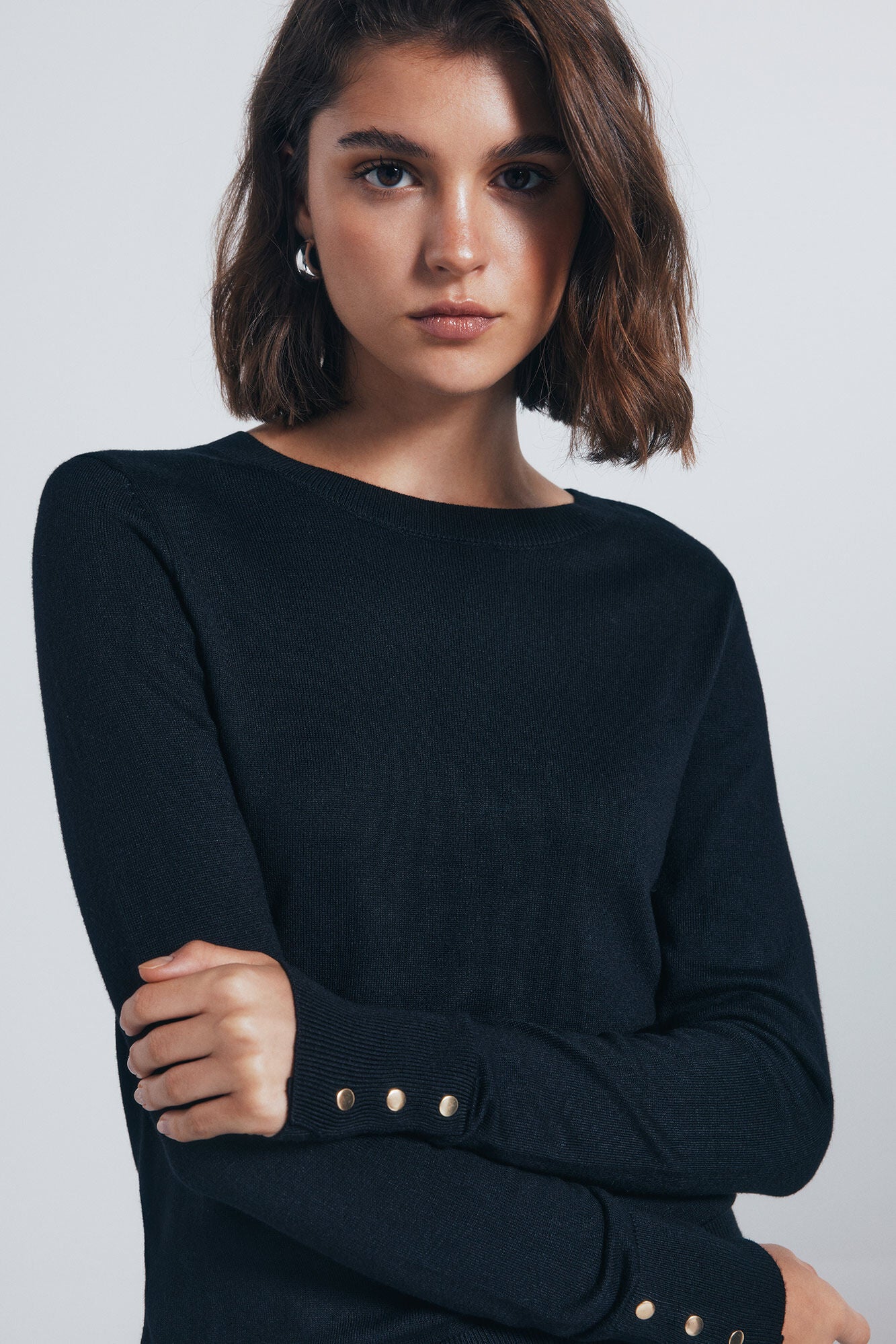 Fine jersey with buttons and cuffs