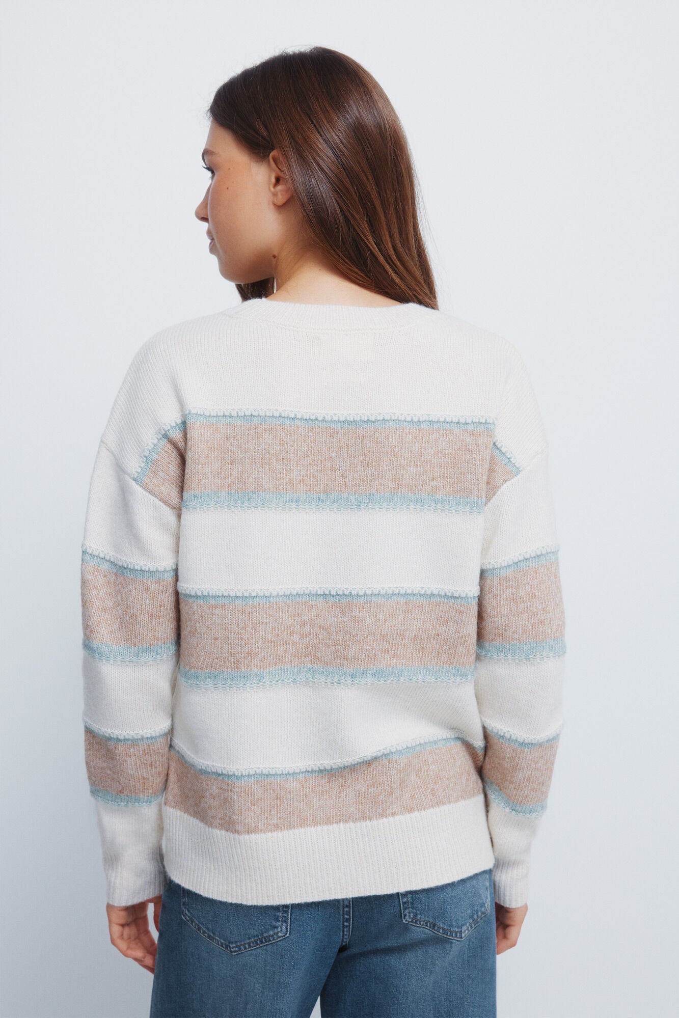 Multi-colored embossed striped jersey