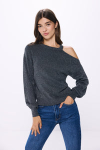 Asymmetrical lurex sweater