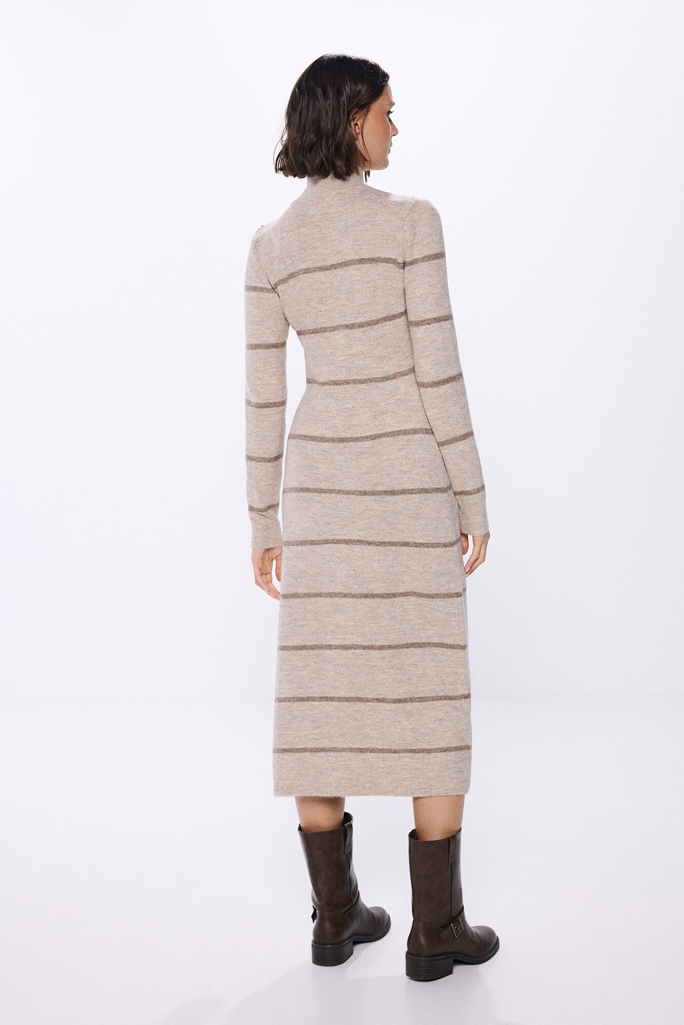 midi knit dress with shoulder buttons