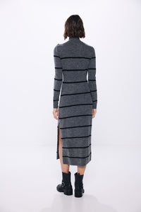 midi knit dress with shoulder buttons