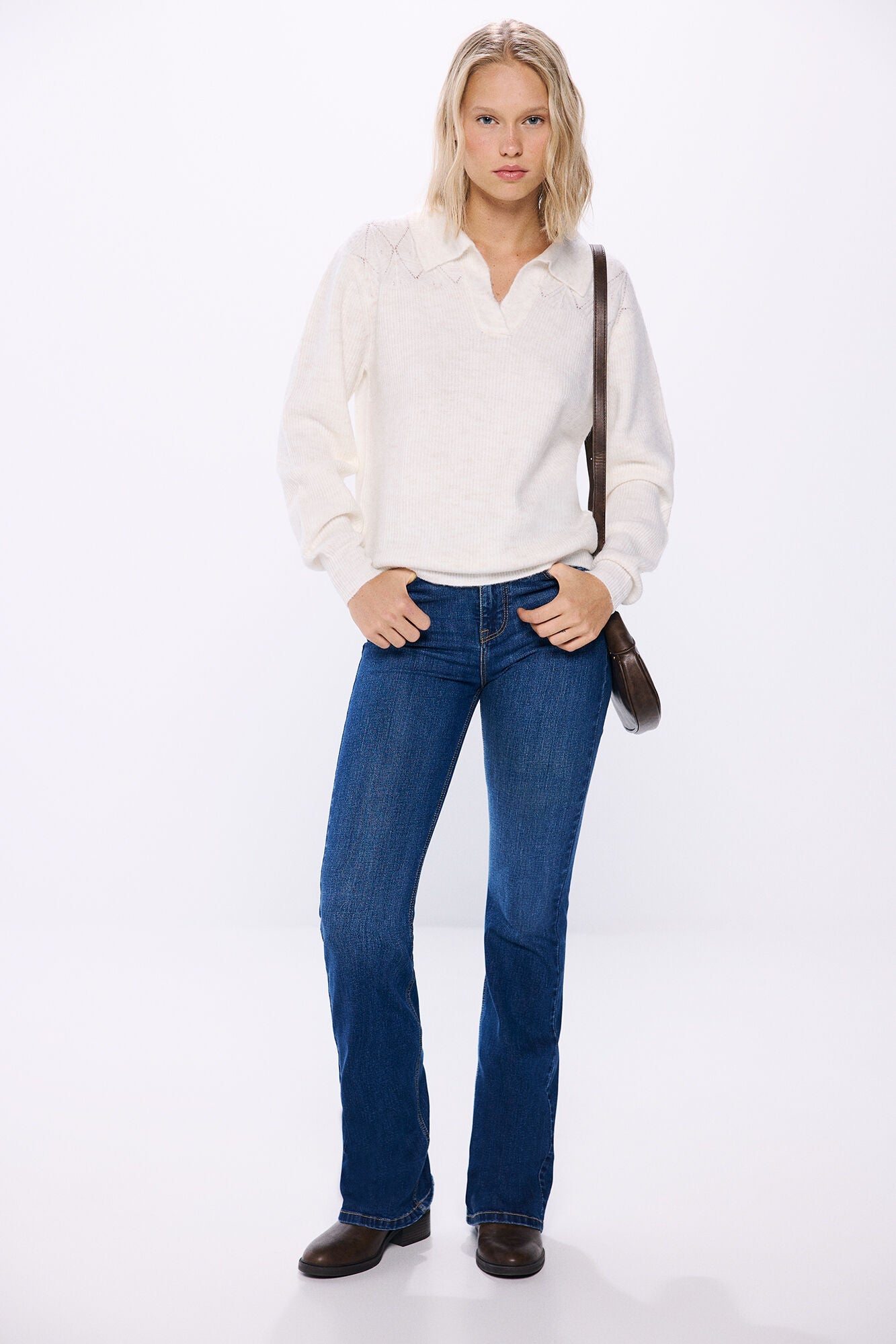 polo shirt sweater with pointelle details