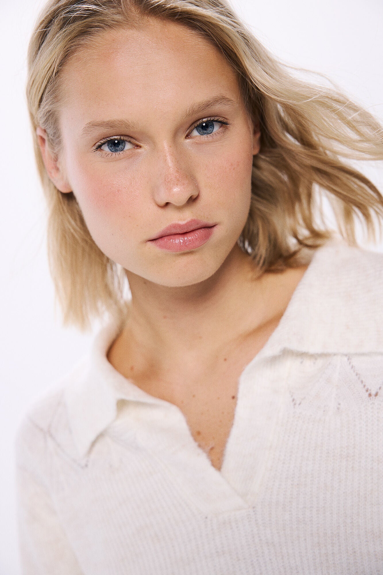 polo shirt sweater with pointelle details