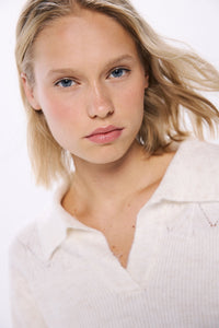 polo shirt sweater with pointelle details