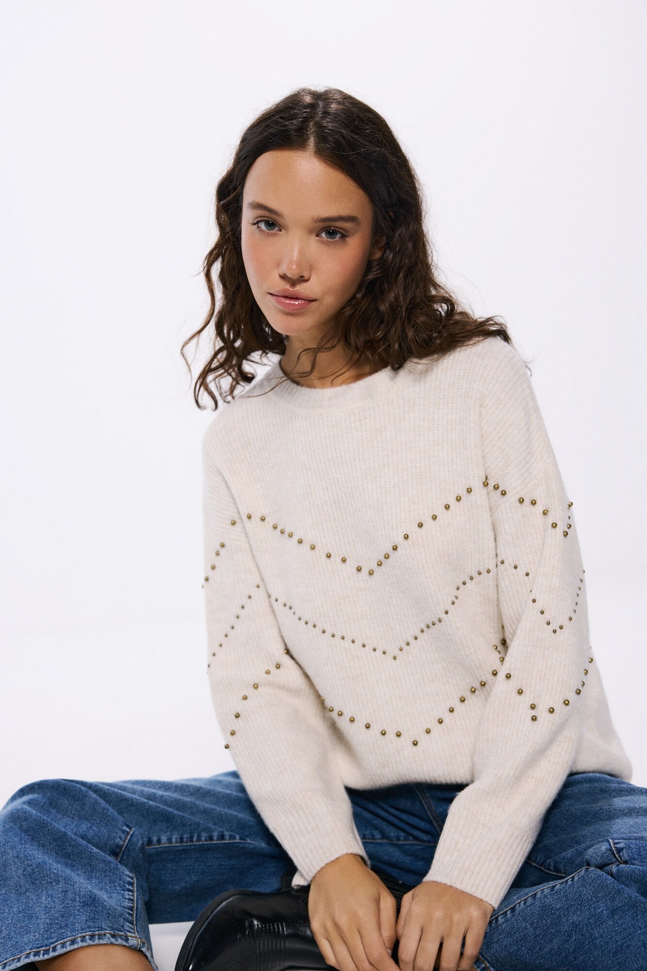 Chevron studded jersey