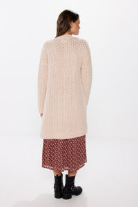 Long pointelle cardigan
