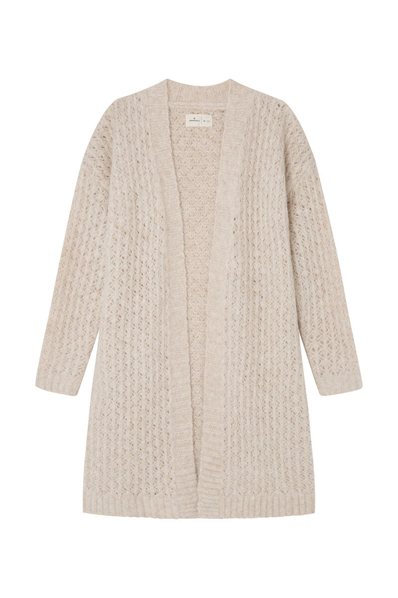 Long pointelle cardigan