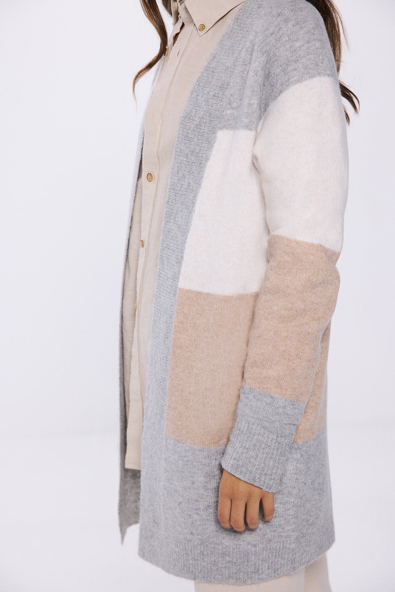 Long open cardigan