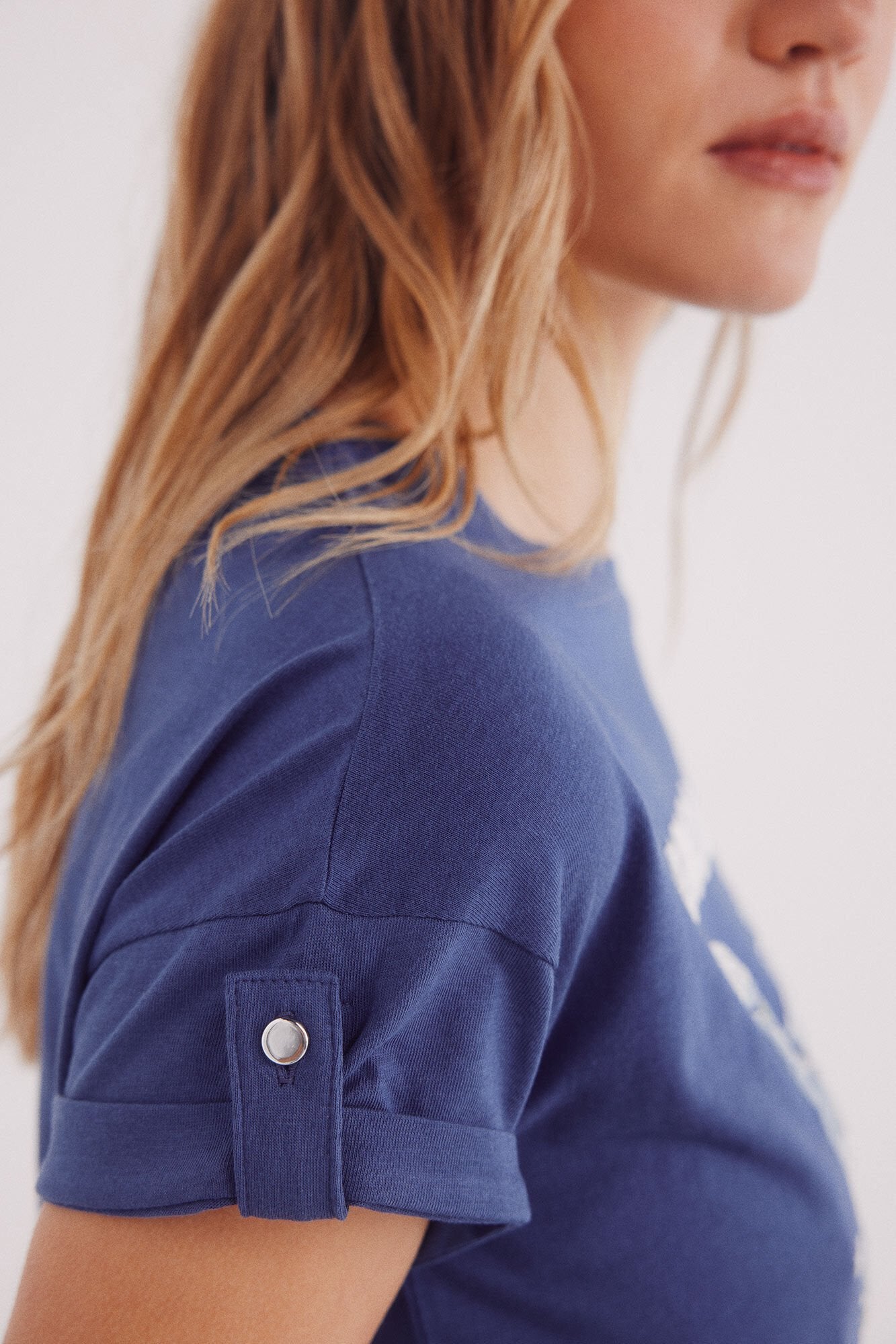 Button-down graphic t-shirt