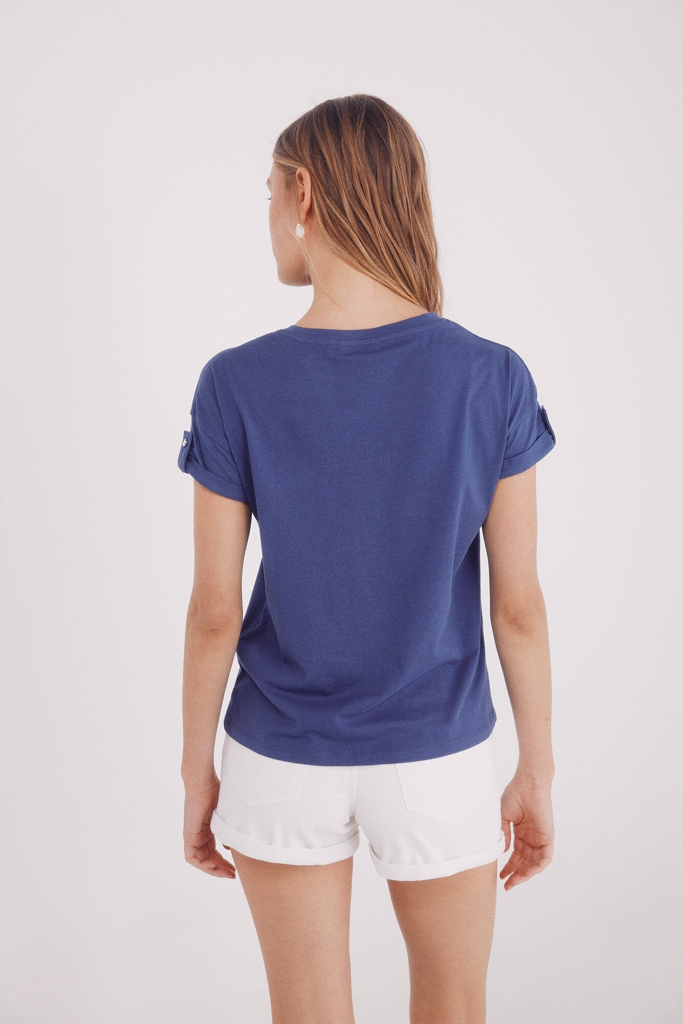 Button-down graphic t-shirt