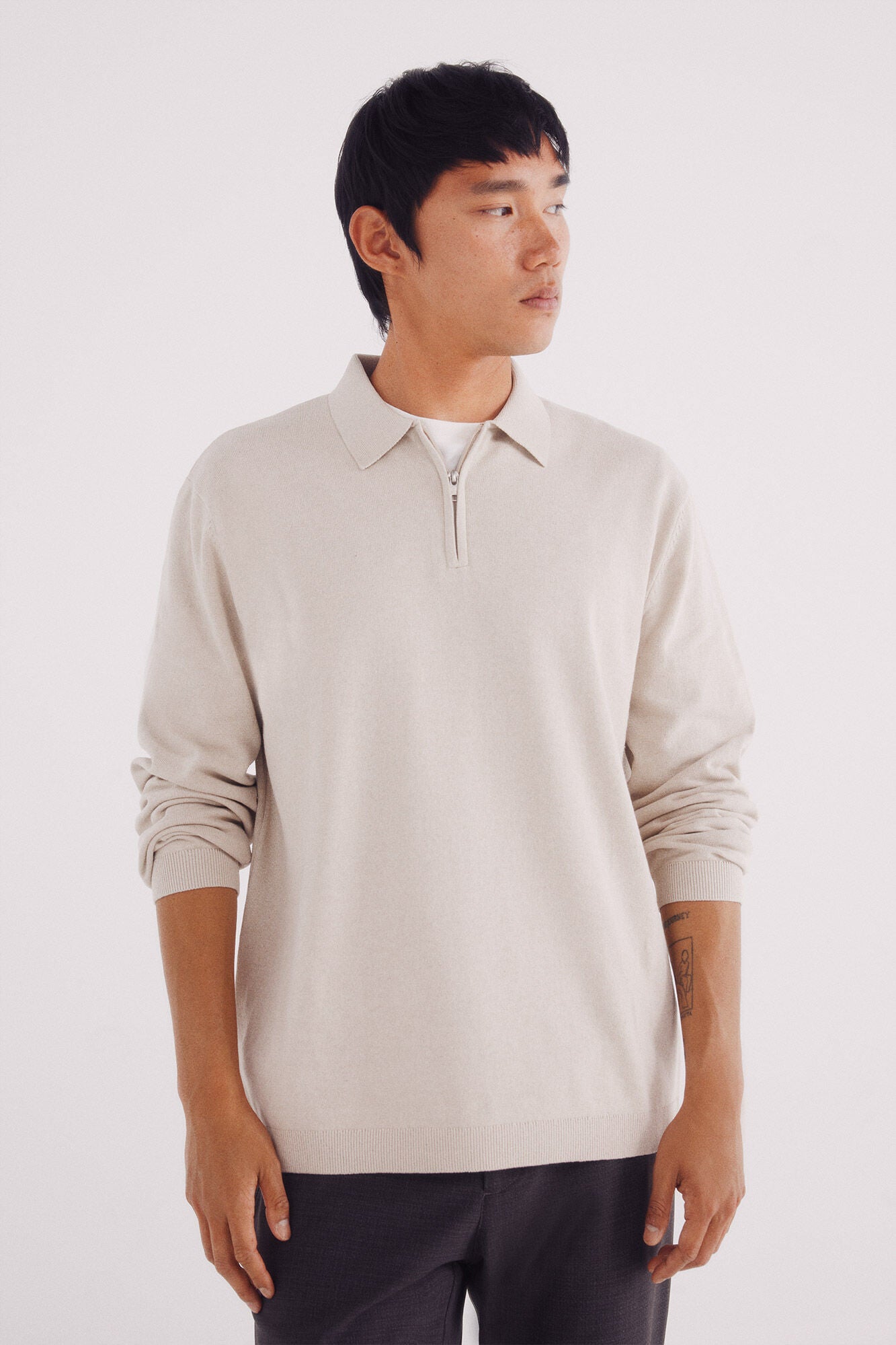 Polo neck zip sweater
