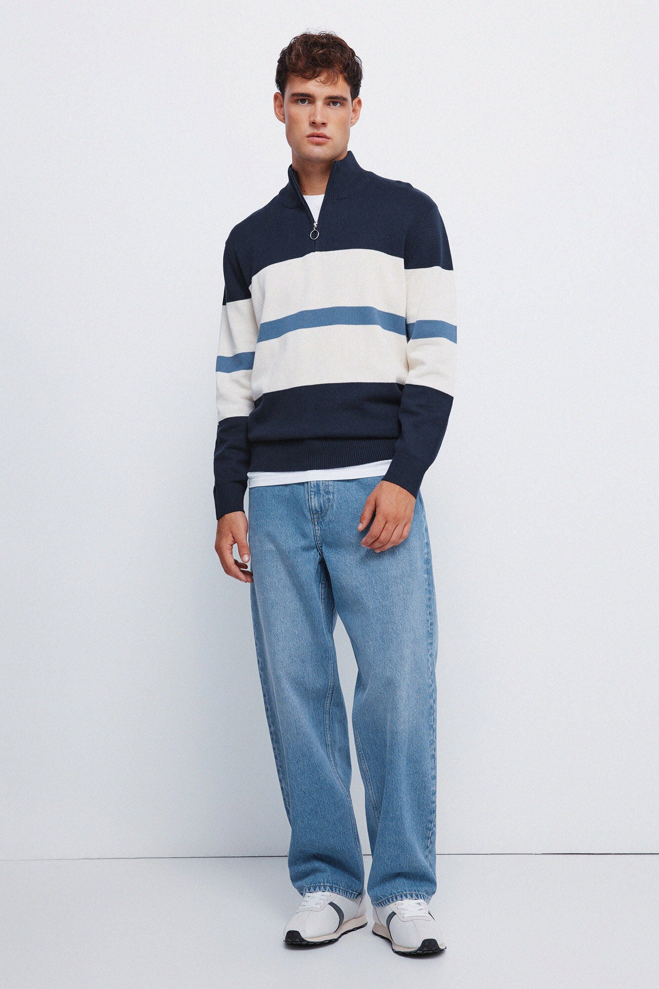 Color block zip fastening jersey