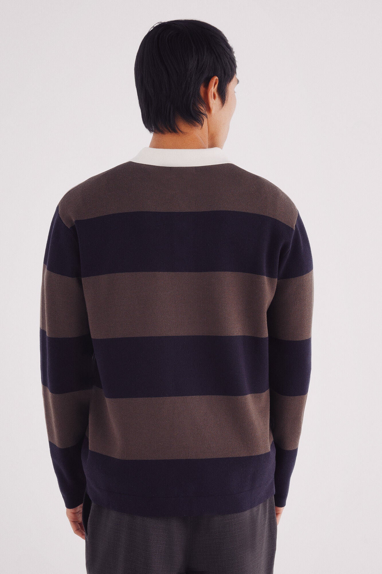 Wide striped polo shirt sweater