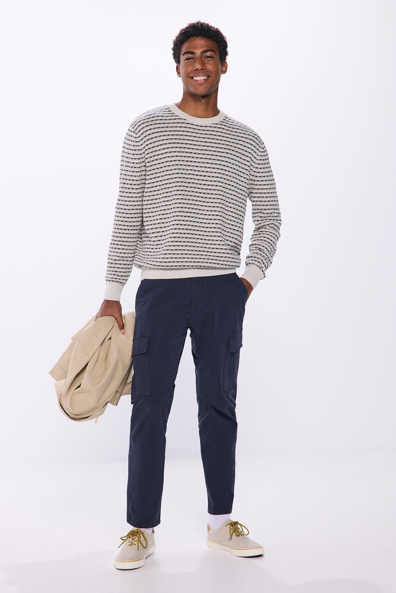 Two-tone textured jumper
