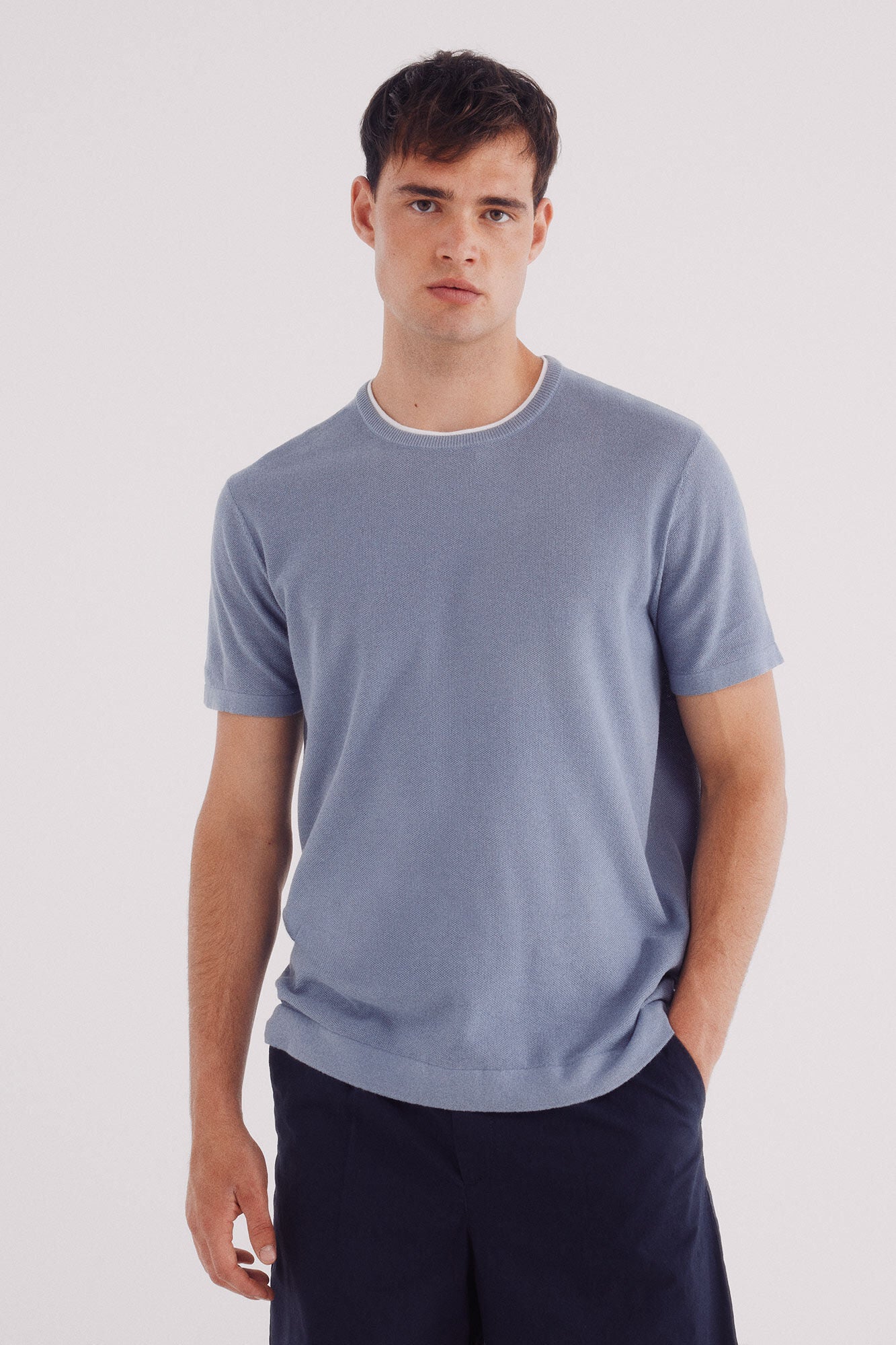 Structured short-sleeved jersey