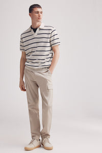 Short-sleeved structured resort neck jersey