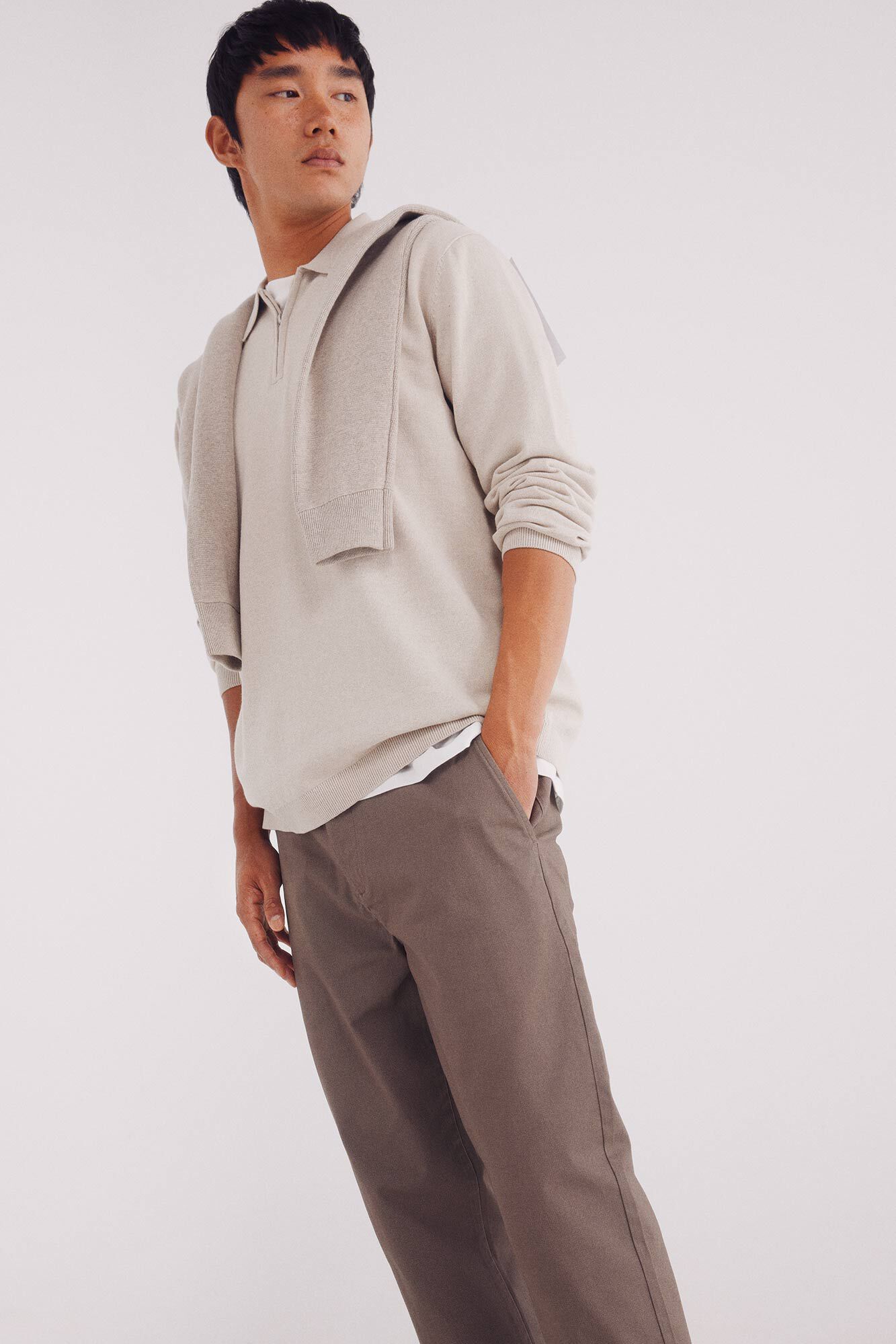 Slim fit micro-printed chinos pants