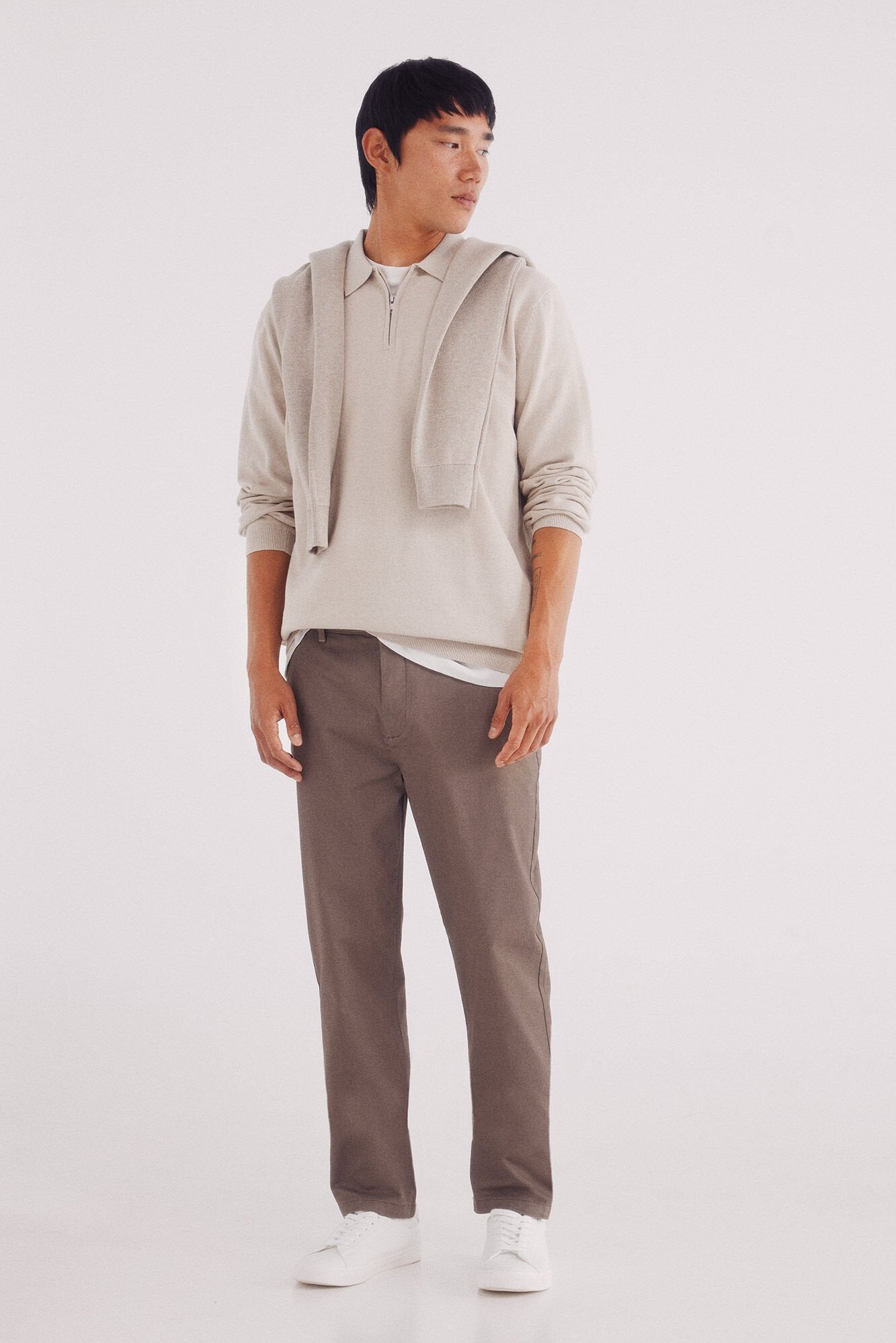 Slim fit micro-printed chinos pants